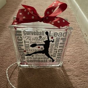 Softball glass light up plaque